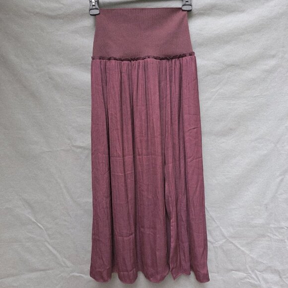 Anthropologie Size XS Burgundy Red Maxi Skirt Front Slit - Picture 1 of 6